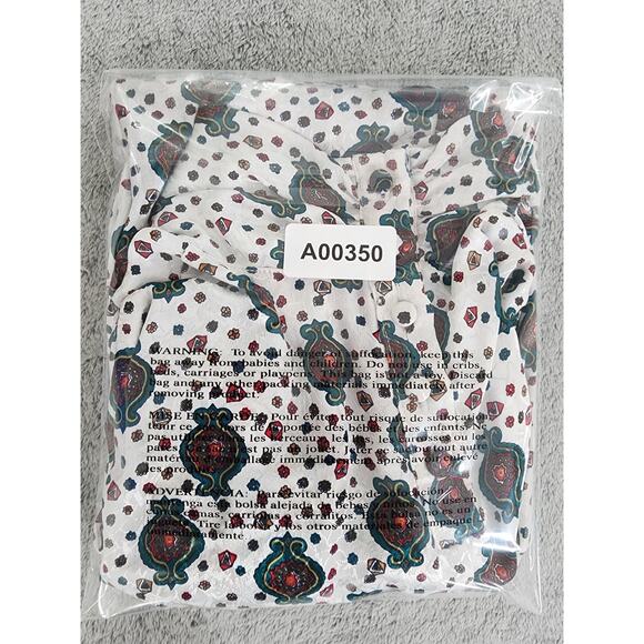 Vintage 80s Notations Silky Brocade Long Sleeve High Neck Blouse Size 10 Pleated - Picture 8 of 8